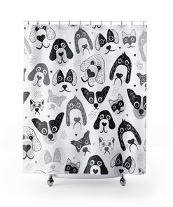 Black and White Dog Lover Shower Curtain for Pet-Friendly Bathroom Decor