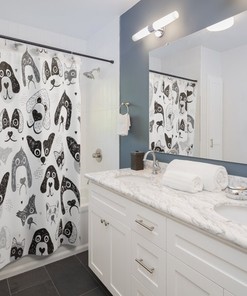 Black and White Dog Lover Shower Curtain for Pet-Friendly Bathroom Decor
