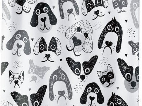 Black and White Dog Lover Shower Curtain for Pet-Friendly Bathroom Decor