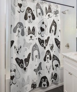 Black and White Dog Lover Shower Curtain for Pet-Friendly Bathroom Decor