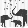 Black and White Elephant Family Shower Curtain for Wild Animal-Themed Bathroom Decor