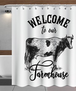 Black and White Farmhouse Shower Curtain - Rustic and Elegant Bathroom Decor with Western and Farm Accents
