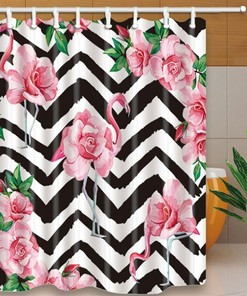 Black and White Flamingo Rose Fabric Shower Curtain for a Stylish and Fun Bathroom
