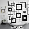 Black and White Geometric Pattern Print Shower Curtain for Modern Bathroom Decor