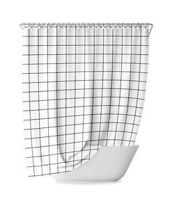 Black and White Grid Shower Curtain - Minimalist and Modern Bathroom Decor with Geometric Design