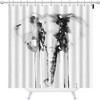 Black and White Ink Painting Elephant Shower Curtain Modern Art Bathroom Accessories Washable