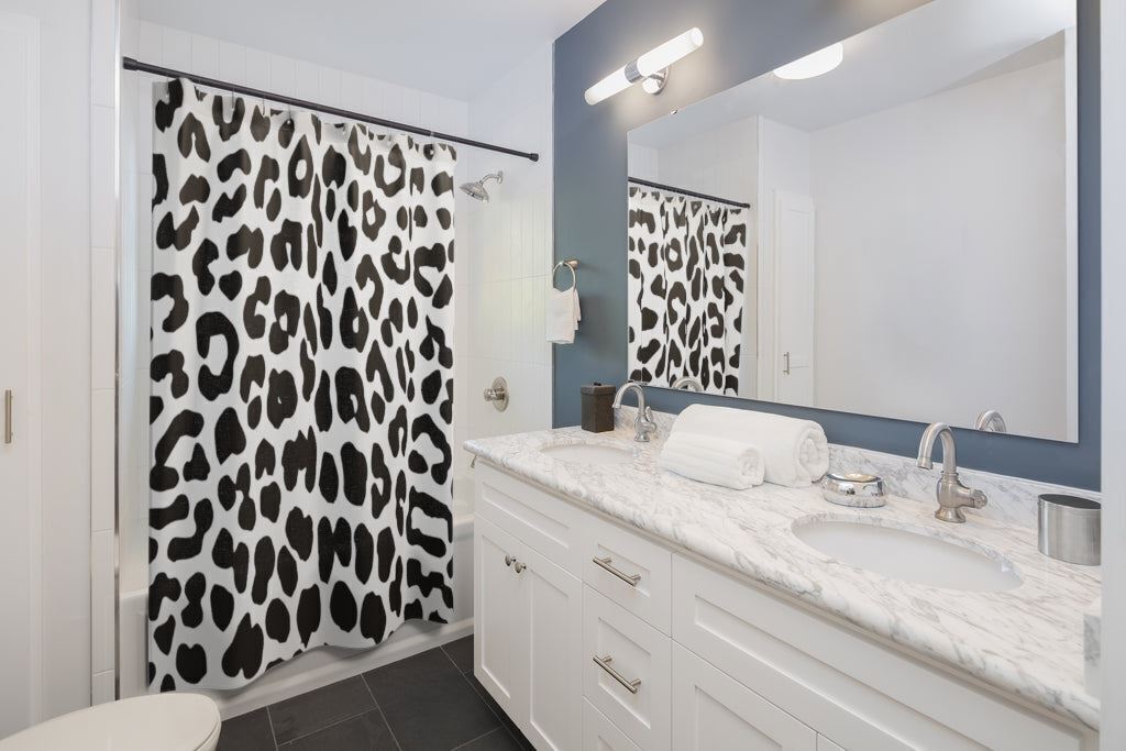 Black and White Leopard Print Shower Curtain for a personalized and waterproof bathroom
