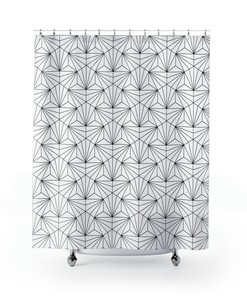 Black and White Minimalist Geometric Shower Curtain - Simple and Chic Bathroom Decor