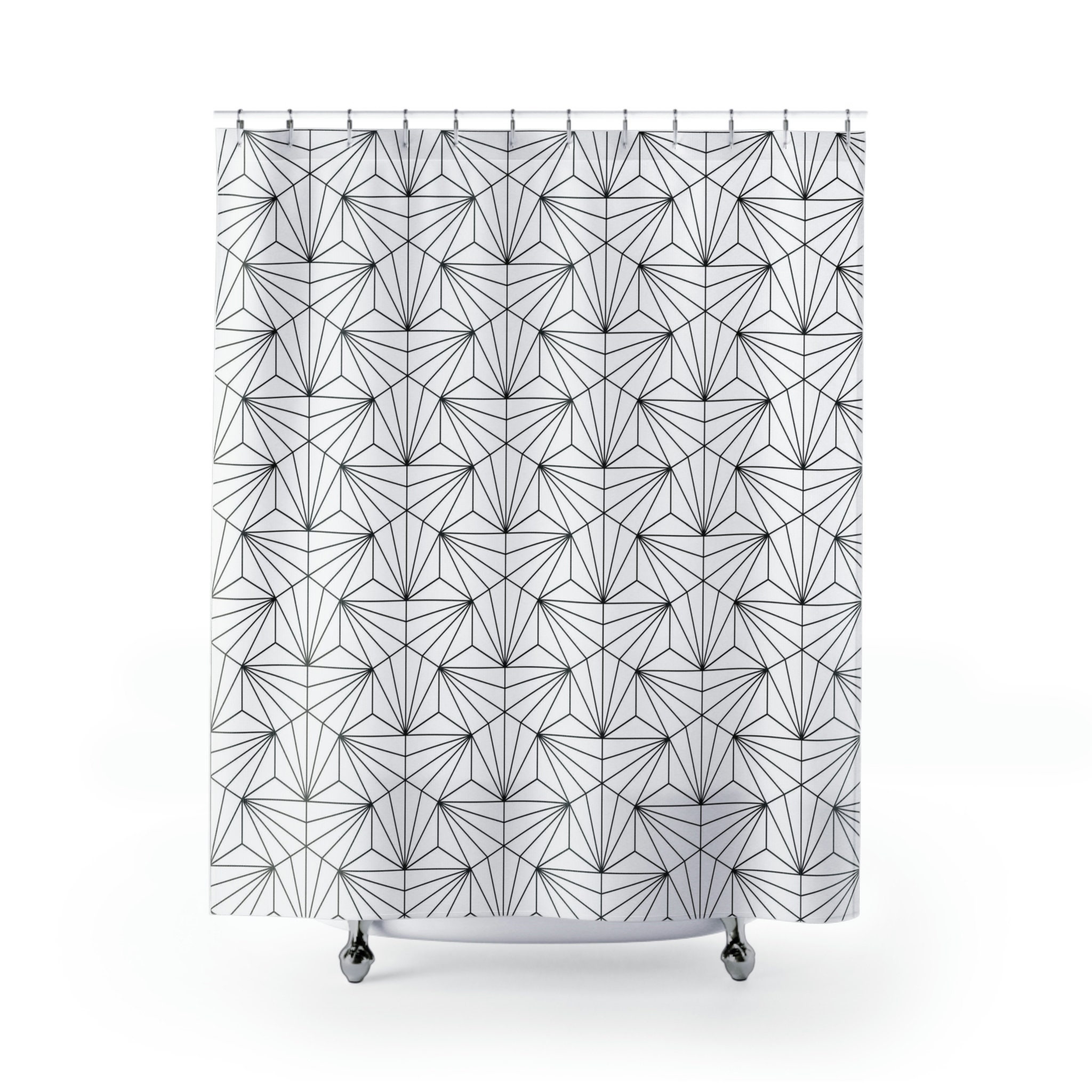 Black and White Minimalist Geometric Shower Curtain - Simple and Chic Bathroom Decor
