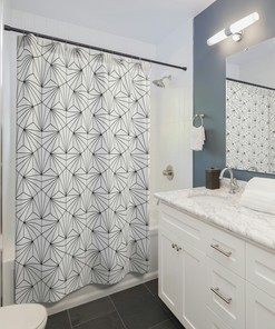 Black and White Minimalist Geometric Shower Curtain - Simple and Chic Bathroom Decor