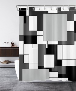 Black and White Modern Art Shower Curtain with Geometric Pattern