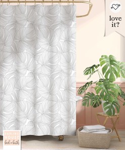 Black and White Monstera Leaf Shower Curtain: Vintage Tropical Botanical Dcor with Retro Bohemian Flair