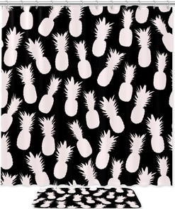 Black and White Pineapples Shower Curtain for Bathroom Decor 