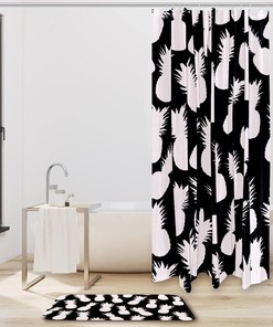 Black and White Pineapples Shower Curtain for Bathroom Decor