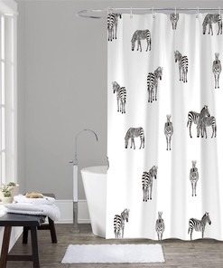 Black and White Silhouette Zebra Shower Curtain - Waterproof Bathroom Decor with SEASD
