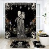 Black and White Skeleton Couple in Love Shower Curtain with Floral Kiss
