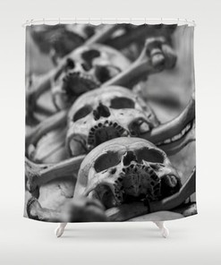 Black and White Skull Shower Curtain for a Classic and Scary Bathroom Design