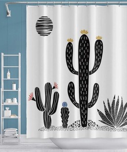 Black and White Succulents Aloe Cactus Shower Curtain for a Sophisticated Bathroom