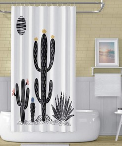 Black and White Succulents Aloe Cactus Shower Curtain for a Sophisticated Bathroom