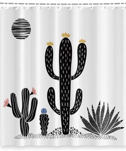 Black and White Succulents Aloe Cactus Shower Curtain for a Sophisticated Bathroom