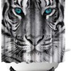 Black and White Tiger Shower Curtain with Wild Animal and Blue Eyes Design 