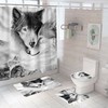 Black and White Wolf Bathroom Shower Curtain with Animal Print 