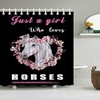 Black and White Wreath White Horse Shower Curtain for Modern Bathroom Decor 