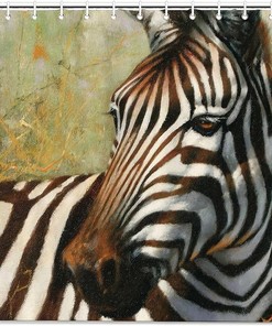 Black and White Zebra Print Fabric Shower Curtain for Bathroom Decor