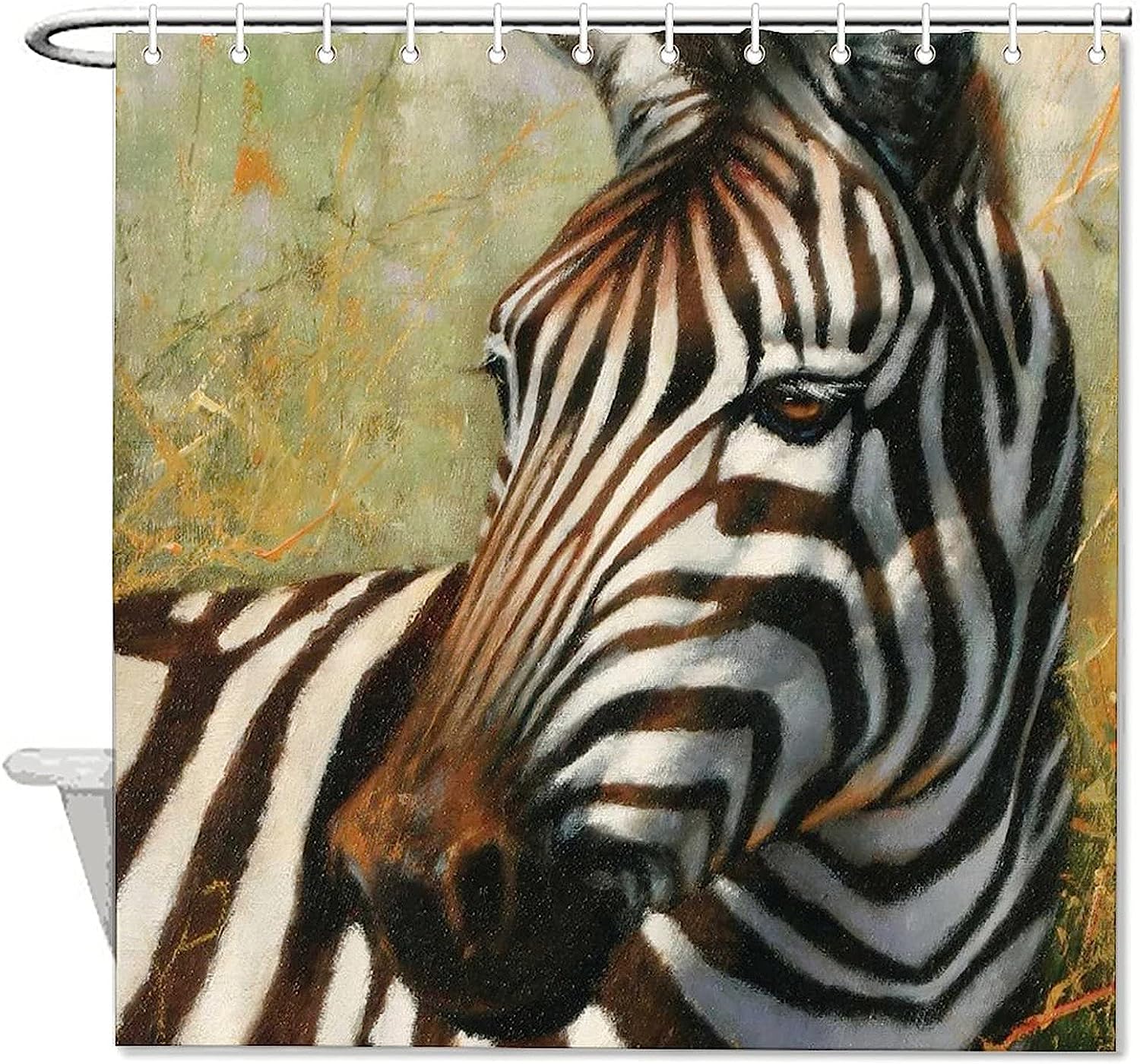 Black and White Zebra Print Fabric Shower Curtain for Bathroom Decor
