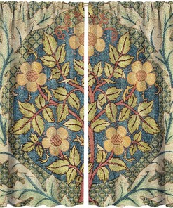 Blackout Curtains With Famous William Morris Botanical Art, Vintage Floral Patterns For Living Room Bedroom