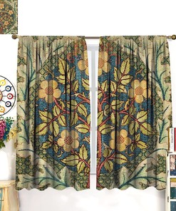 Blackout Curtains With Famous William Morris Botanical Art, Vintage Floral Patterns For Living Room Bedroom