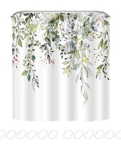 Blackout Large Floral Print Shower Curtain For Home Decor Bathroom