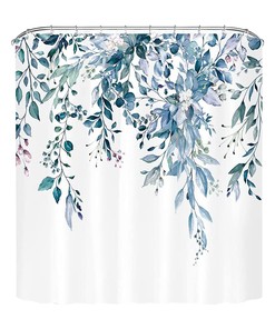 Blackout Large Floral Print Shower Curtain For Home Decor Bathroom