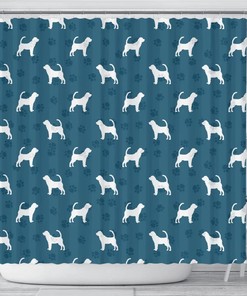 Bloodhound Dog Paws Shower Curtain, Cute Pet-Theme Bathroom Decor With Paw Print Design