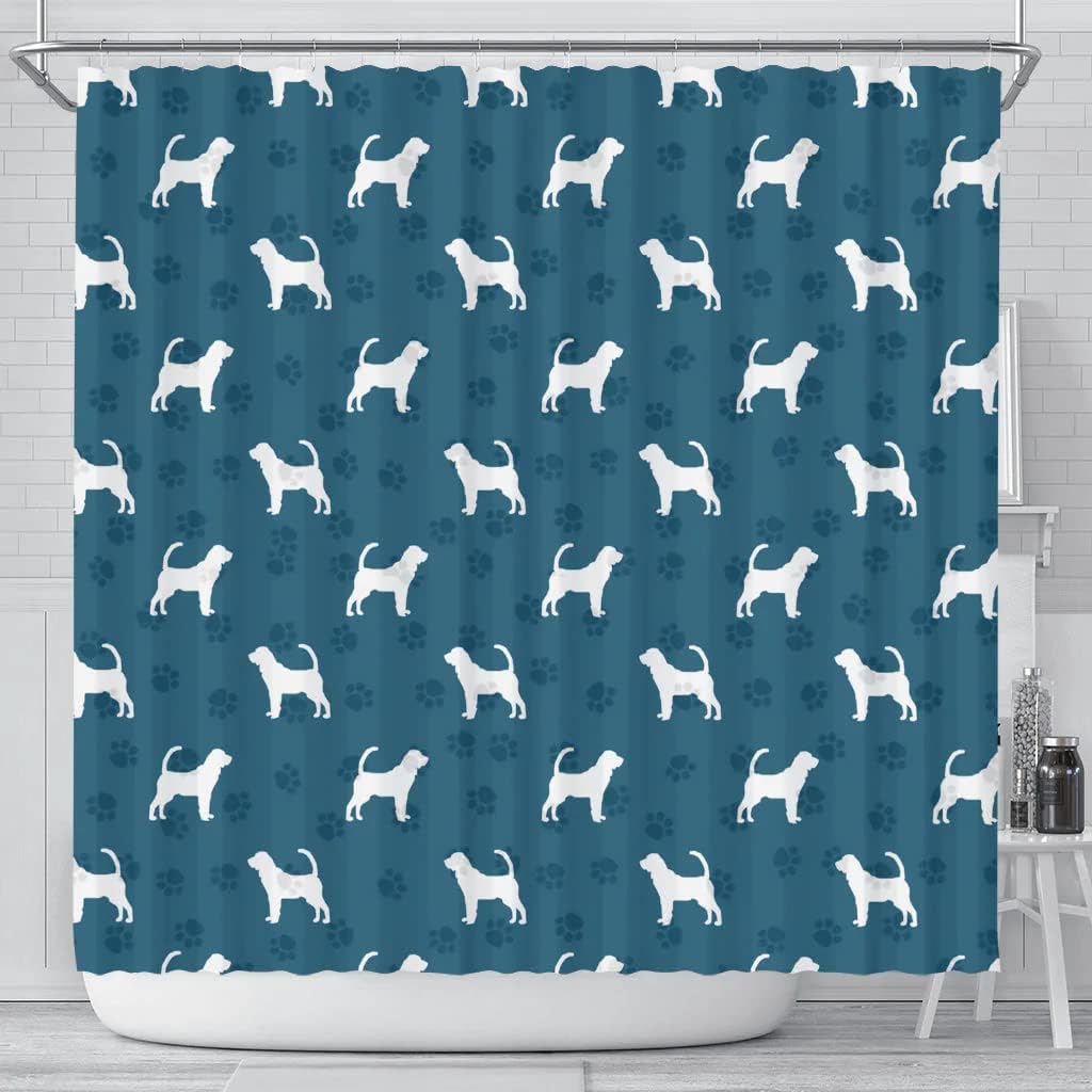 Bloodhound Dog Paws Shower Curtain, Cute Pet-Theme Bathroom Decor With Paw Print Design