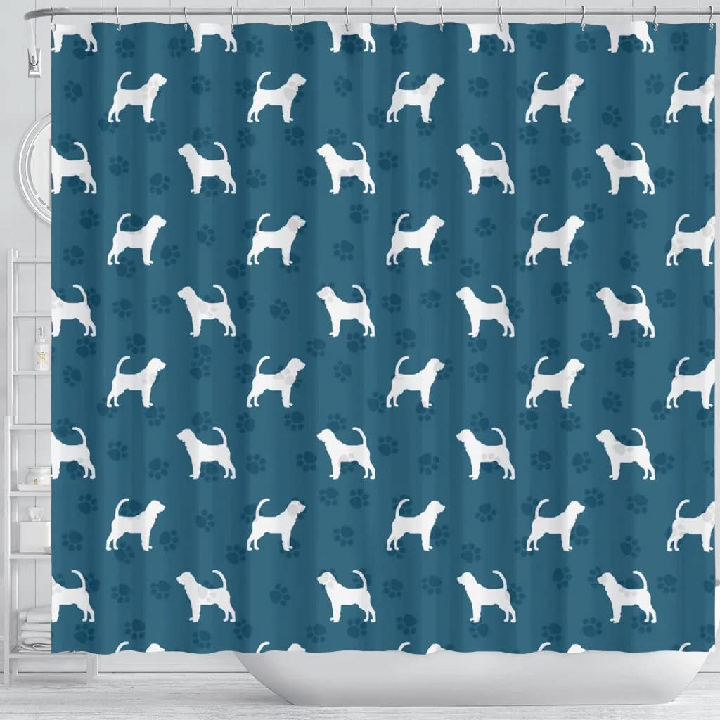 Bloodhound Dog Paws Shower Curtain, Cute Pet-Theme Bathroom Decor With Paw Print Design - Image 3