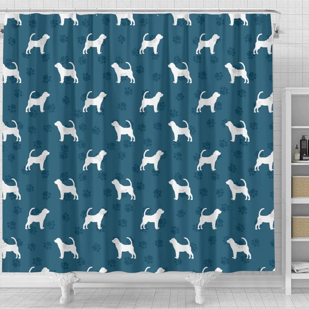 Bloodhound Dog Paws Shower Curtain, Cute Pet-Theme Bathroom Decor With Paw Print Design - Image 4