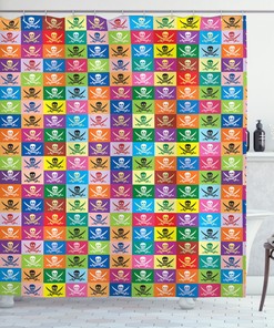 Bloom Skull with Flowers Fabric Shower Curtain, Gothic Bathroom Decor