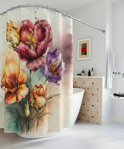 Blooming Flowers Garden Flowers Shower Curtain for a Colorful and Vibrant Bathroom Decor