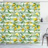 Blooming Lemon Tree On Striped Paintbrush Background Evergreen Nature Shower Curtain