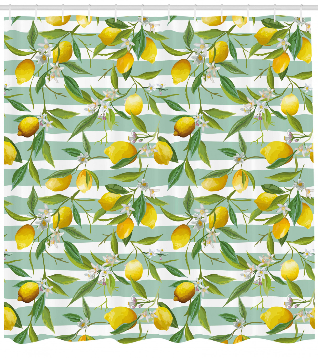 Blooming Lemon Tree Printed Shower Curtain, Nature-Inspired Art For Bright Bathroom Decor - Image 4