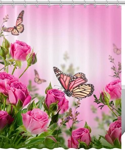 Blooming Roses with Butterflies Best Shower Curtain for Bathroom