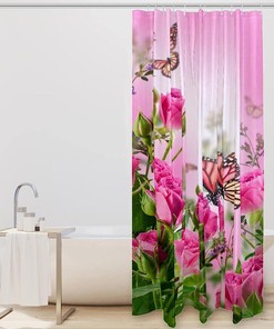 Blooming Roses with Butterflies Best Shower Curtain for Bathroom