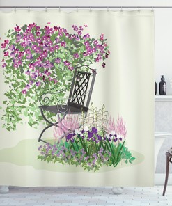 Blooming Spring Garden Relax Print Shower Curtain for Bathroom Decor