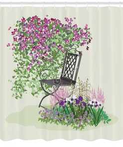 Blooming Spring Garden Relax Print Shower Curtain for Bathroom Decor