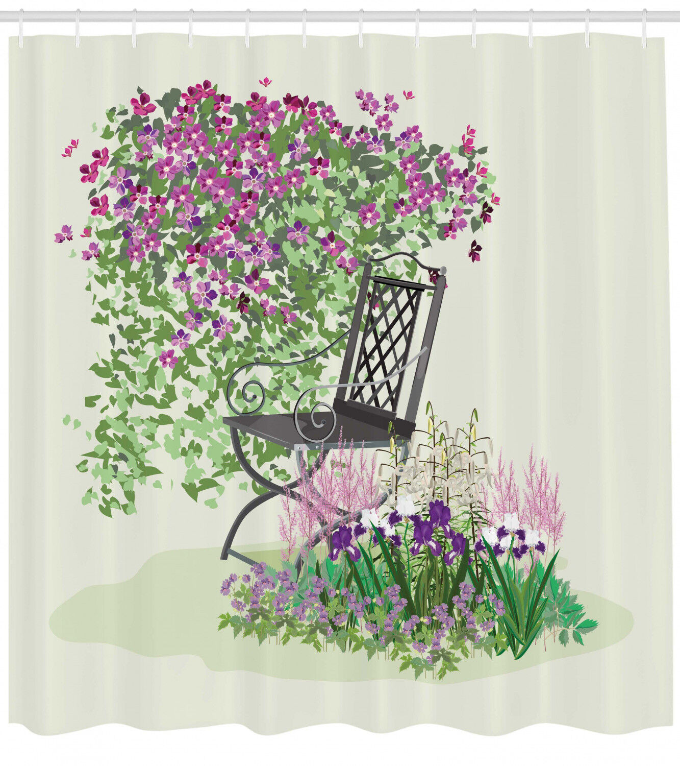 Blooming Spring Garden Relax Print Shower Curtain for Bathroom Decor