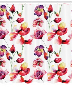 Blooming Tulip Poppy Print Floral Shower Curtain, Add A Floral Delight To Your Bathroom