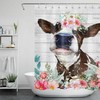 Blooming Watercolor Floral Cow Shower Curtain - Farm Animal 