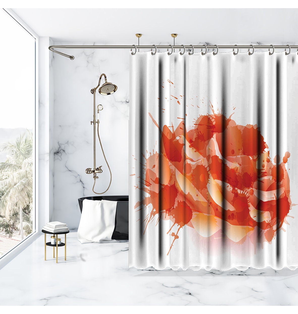 Blossom Romantic Summer Garden Roses Flowers Shower Curtain For Bathroom