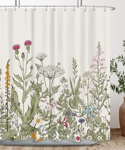 Blossom into Spring with Wildflower Botanical Shower Curtain for Sage Green Bathroom Decor